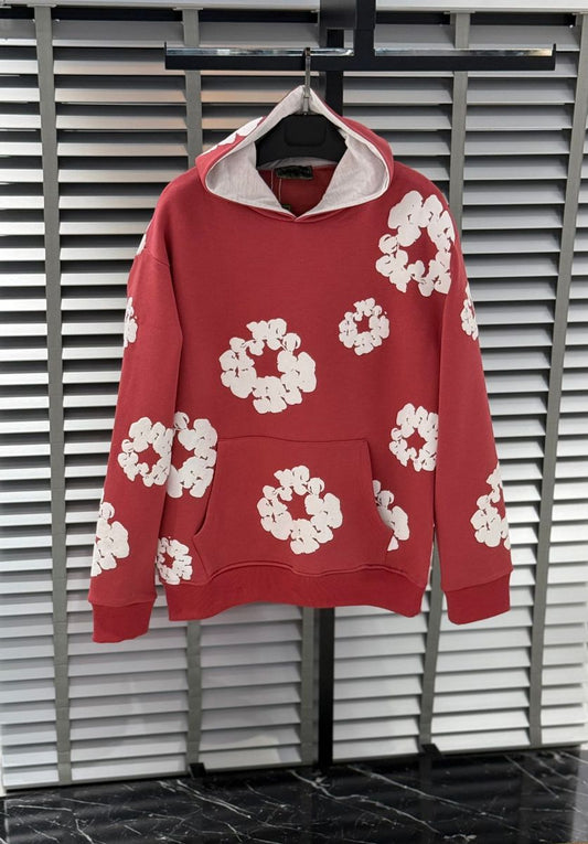 Printed "Cotton Wreath" Hoodie