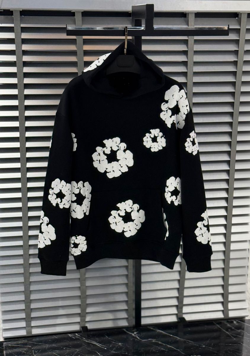 Printed "Cotton Wreath" Hoodie