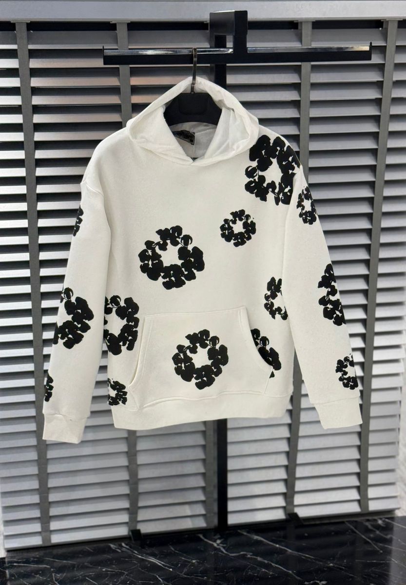 Printed "Cotton Wreath" Hoodie