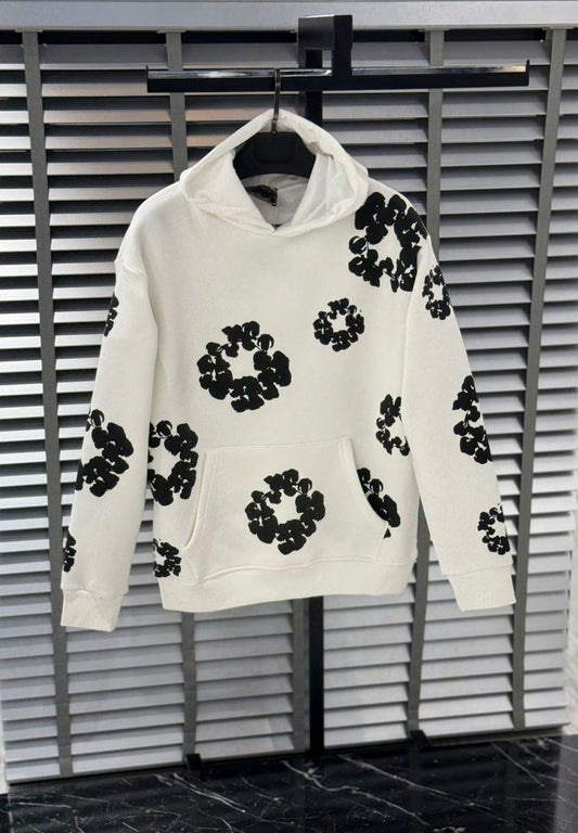 Printed "Cotton Wreath" Hoodie
